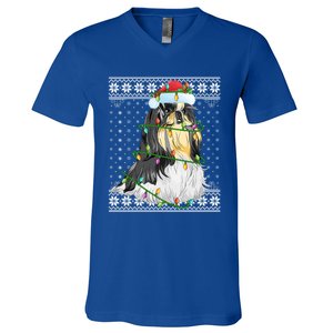 Shih Tzu Xmas Ugly Sweater Lighting Shih Tzu Dog Christmas Meaningful Gift V-Neck T-Shirt