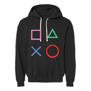 Square Triangle X And Circle Shape Garment-Dyed Fleece Hoodie