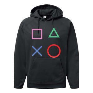 Square Triangle X And Circle Shape Performance Fleece Hoodie