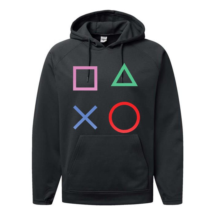 Square Triangle X And Circle Shape Performance Fleece Hoodie