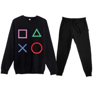 Square Triangle X And Circle Shape Premium Crewneck Sweatsuit Set