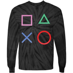 Square Triangle X And Circle Shape Tie-Dye Long Sleeve Shirt