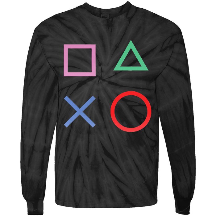 Square Triangle X And Circle Shape Tie-Dye Long Sleeve Shirt