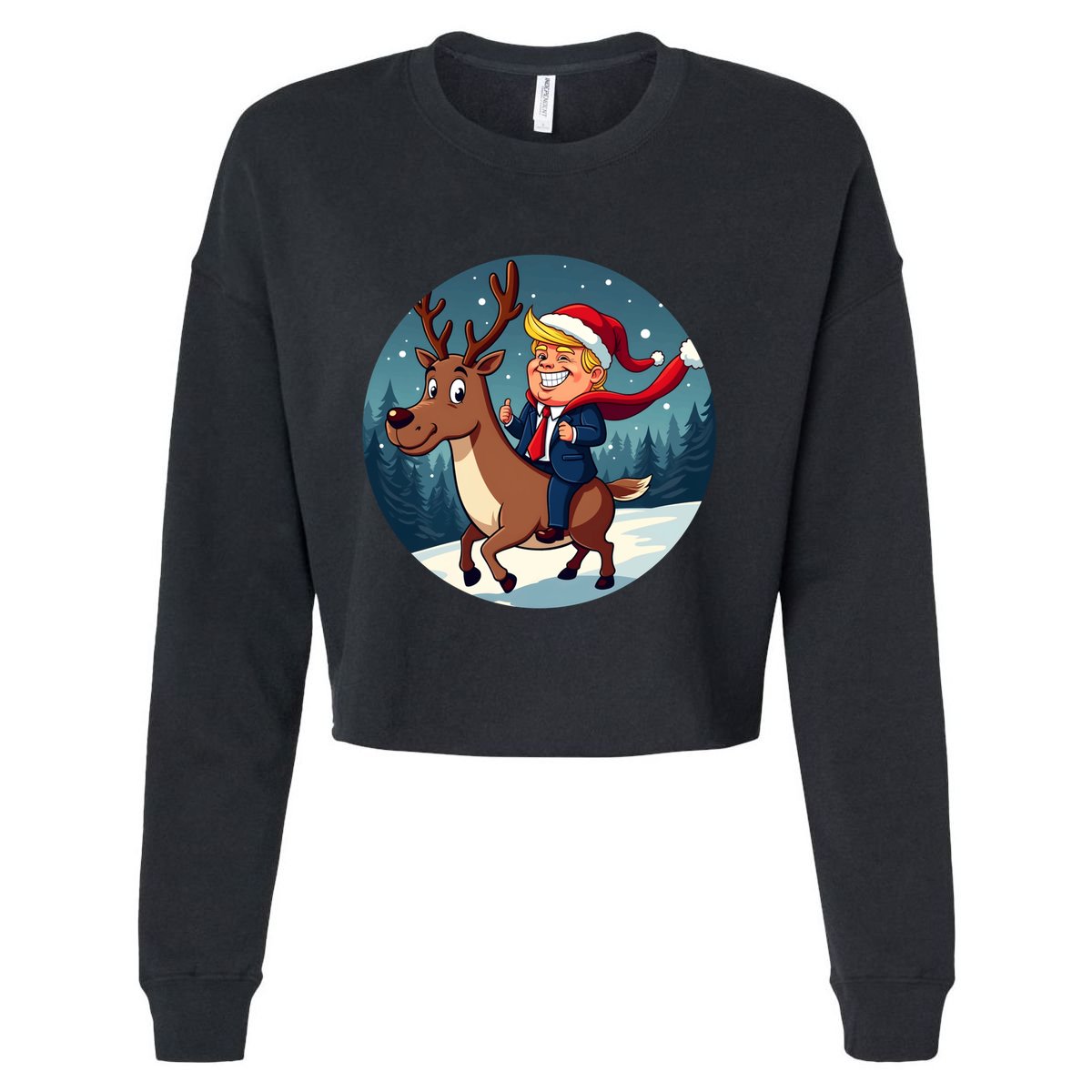 Santa Trump Xmas Donald Funny Christmas Pajamas Great Gift Cropped Pullover Crew