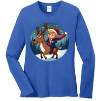 Santa Trump Xmas Donald Funny Christmas Pajamas Great Gift Ladies Long Sleeve Shirt