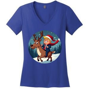 Santa Trump Xmas Donald Funny Christmas Pajamas Great Gift Women's V-Neck T-Shirt