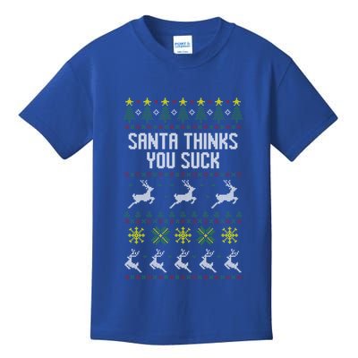 Santa Thinks You Suck Christmas Ugly Style Holiday Party Gift Kids T-Shirt
