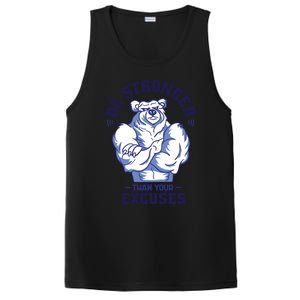 Stronger Than Your Excuses Bear Weightlifting Gym Fitness Gift PosiCharge Competitor Tank