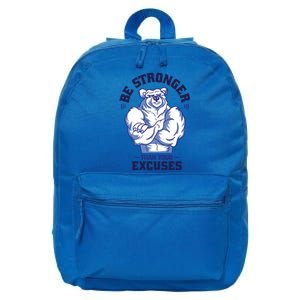 Stronger Than Your Excuses Bear Weightlifting Gym Fitness Gift 16 in Basic Backpack