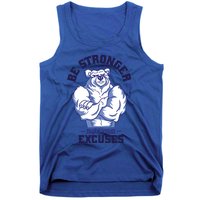 Stronger Than Your Excuses Bear Weightlifting Gym Fitness Gift Tank Top