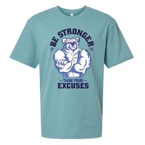 Stronger Than Your Excuses Bear Weightlifting Gym Fitness Gift Sueded Cloud Jersey T-Shirt