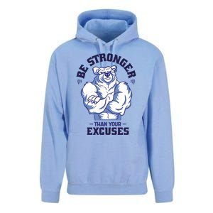 Stronger Than Your Excuses Bear Weightlifting Gym Fitness Gift Unisex Surf Hoodie