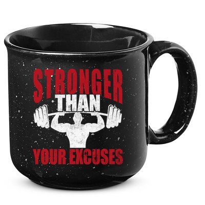 Stronger Than Your Excuses Bodybuilding Meaningful Gift 15oz Campfire Ceramic Mug