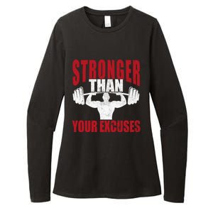 Stronger Than Your Excuses Bodybuilding Meaningful Gift Womens CVC Long Sleeve Shirt