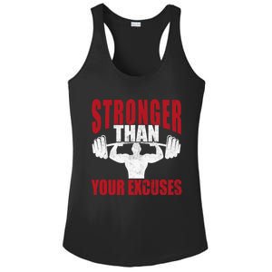 Stronger Than Your Excuses Bodybuilding Meaningful Gift Ladies PosiCharge Competitor Racerback Tank