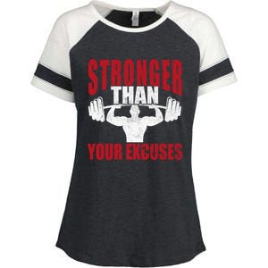 Stronger Than Your Excuses Bodybuilding Meaningful Gift Enza Ladies Jersey Colorblock Tee