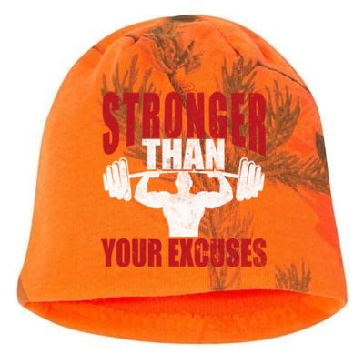 Stronger Than Your Excuses Bodybuilding Meaningful Gift Kati - Camo Knit Beanie