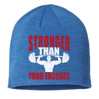 Stronger Than Your Excuses Bodybuilding Meaningful Gift Sustainable Beanie