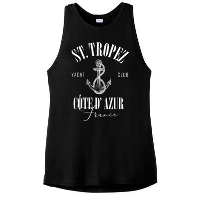 St Tropez Yacht Club Cote Dazur France Vacation Ladies PosiCharge Tri-Blend Wicking Tank