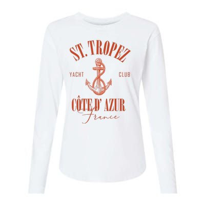 St Tropez Yacht Club Cote Dazur France Vacation Womens Cotton Relaxed Long Sleeve T-Shirt