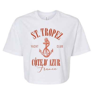 St Tropez Yacht Club Cote Dazur France Vacation Bella+Canvas Jersey Crop Tee