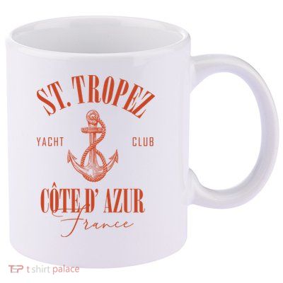 St Tropez Yacht Club Cote Dazur France Vacation 11oz C Handle Ceramic Mug