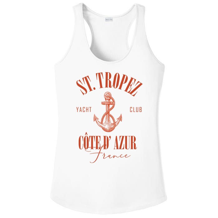 St Tropez Yacht Club Cote Dazur France Vacation Ladies PosiCharge Competitor Racerback Tank