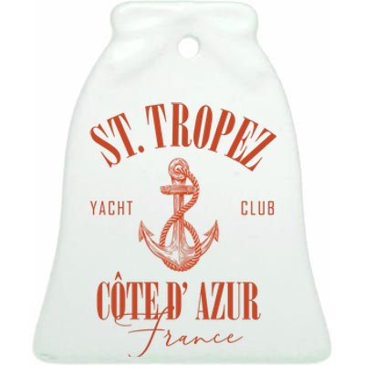 St Tropez Yacht Club Cote Dazur France Vacation Ceramic Bell Ornament