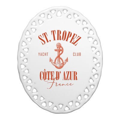 St Tropez Yacht Club Cote Dazur France Vacation Ceramic Oval Ornament