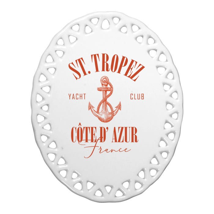 St Tropez Yacht Club Cote Dazur France Vacation Ceramic Oval Ornament