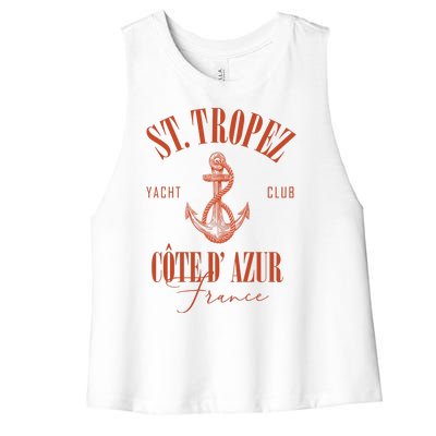 St Tropez Yacht Club Cote Dazur France Vacation Women's Racerback Cropped Tank