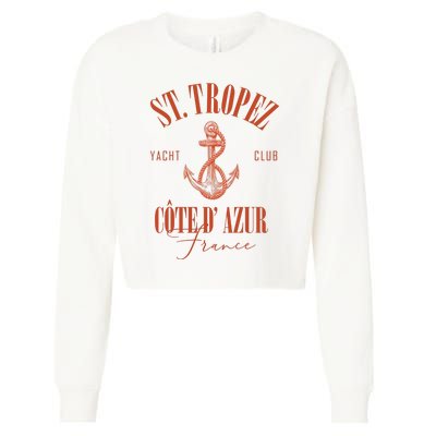 St Tropez Yacht Club Cote Dazur France Vacation Cropped Pullover Crew