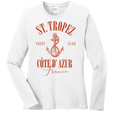 St Tropez Yacht Club Cote Dazur France Vacation Ladies Long Sleeve Shirt