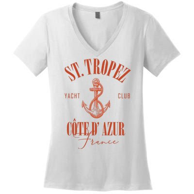 St Tropez Yacht Club Cote Dazur France Vacation Women's V-Neck T-Shirt