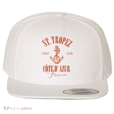 St Tropez Yacht Club Cote Dazur France Vacation Wool Snapback Cap