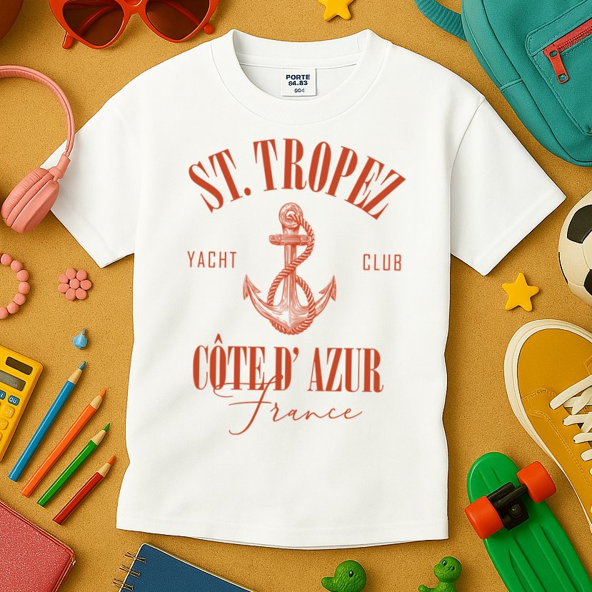 St Tropez Yacht Club Cote Dazur France Vacation Kids T-Shirt