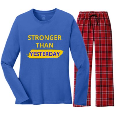 Stronger Than Yesterday Women's Long Sleeve Flannel Pajama Set 