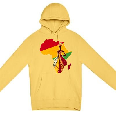 Stylish African Woman In Traditional Clothes Colors Premium Pullover Hoodie