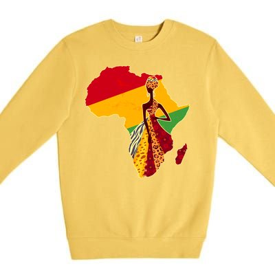 Stylish African Woman In Traditional Clothes Colors Premium Crewneck Sweatshirt