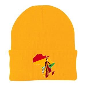 Stylish African Woman In Traditional Clothes Colors Knit Cap Winter Beanie