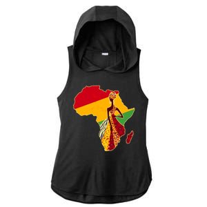 Stylish African Woman In Traditional Clothes Colors Ladies PosiCharge Tri-Blend Wicking Draft Hoodie Tank