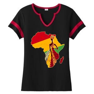 Stylish African Woman In Traditional Clothes Colors Ladies Halftime Notch Neck Tee