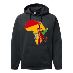 Stylish African Woman In Traditional Clothes Colors Performance Fleece Hoodie