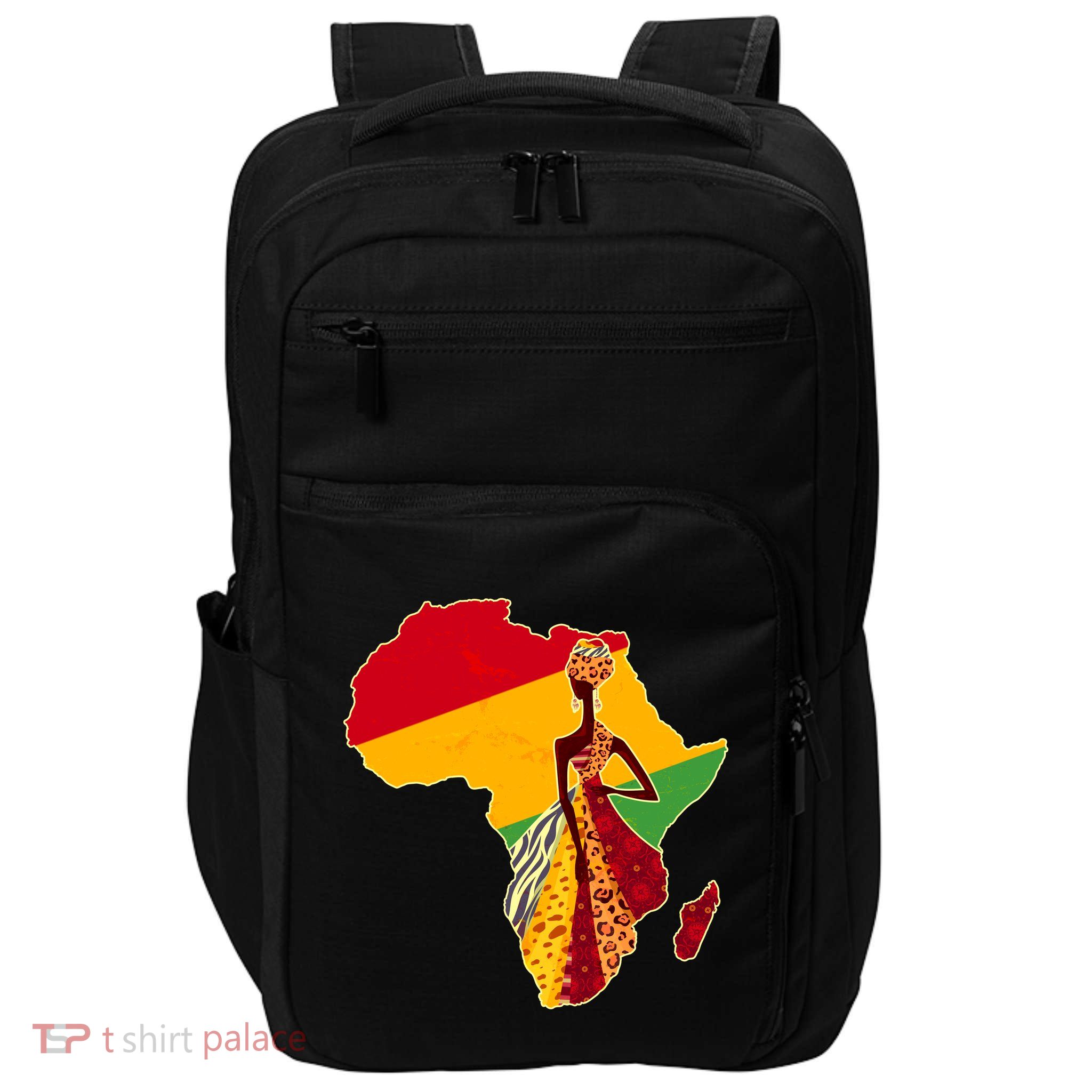Stylish African Woman In Traditional Clothes Colors Impact Tech Backpack