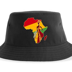 Stylish African Woman In Traditional Clothes Colors Sustainable Bucket Hat