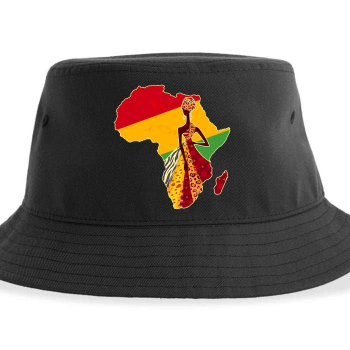 Stylish African Woman In Traditional Clothes Colors Sustainable Bucket Hat