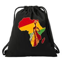 Stylish African Woman In Traditional Clothes Colors Drawstring Bag