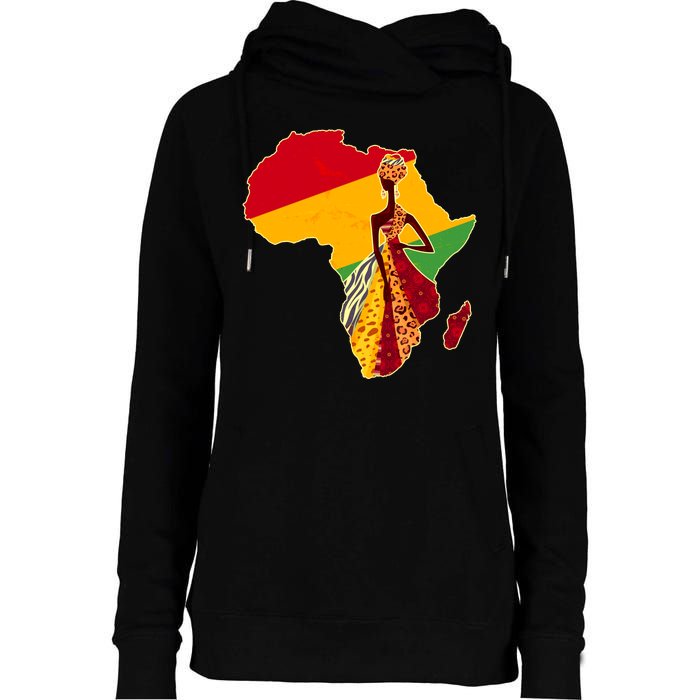 Stylish African Woman In Traditional Clothes Colors Womens Funnel Neck Pullover Hood