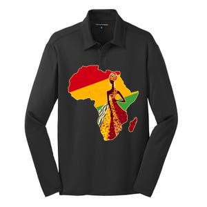 Stylish African Woman In Traditional Clothes Colors Silk Touch Performance Long Sleeve Polo