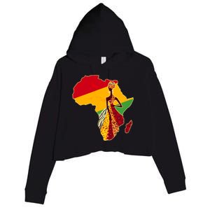 Stylish African Woman In Traditional Clothes Colors Crop Fleece Hoodie